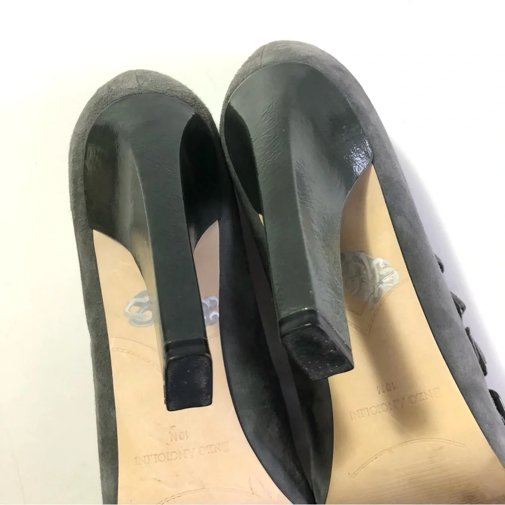 Enzo Angiolini Calandra Gray Suede Buckle Pumps